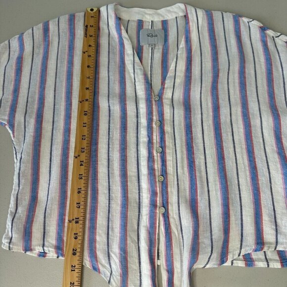 Rails Thea Tahiti Stripe Shirt Size S Cropped Tie Front - Picture 8 of 12